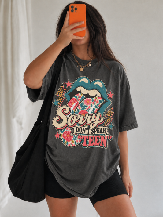 Retro Sorry Don't Speak Teen Shirt